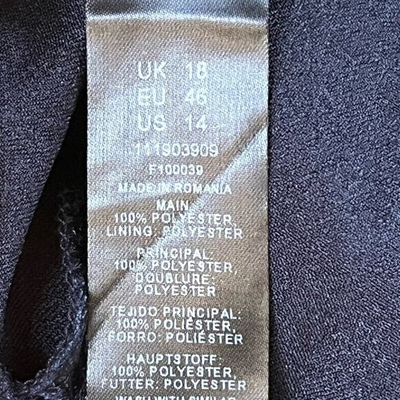 ASOS DESIGN Cowl Neck Mini Dress With Drape Skirt Blue Satin Size 14. NEW - Picture 8 of 15